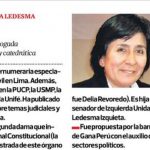 Esta es la ficha que el diario El Comercio publicó cuando Ledesma fue elegida integrante del TC en mayo de 2014